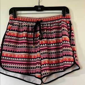 Pink and Orange Athletic Shorts with Elastic Waistband